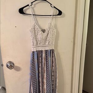 J for Justify White and Blue Lace Maxi Dress